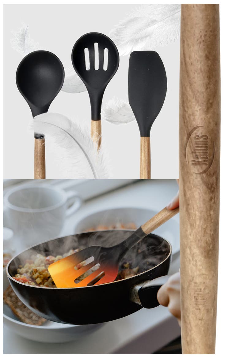 Wood and Silicone Utensil 21-Piece Set, Alternate, color, BLACK