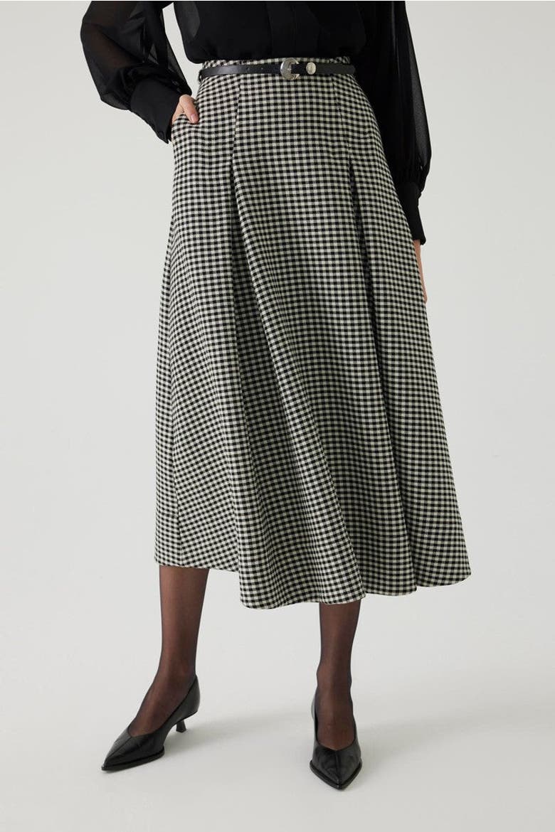 Adesina A Line Midi Skirt, Alternate, color, Black and Cream