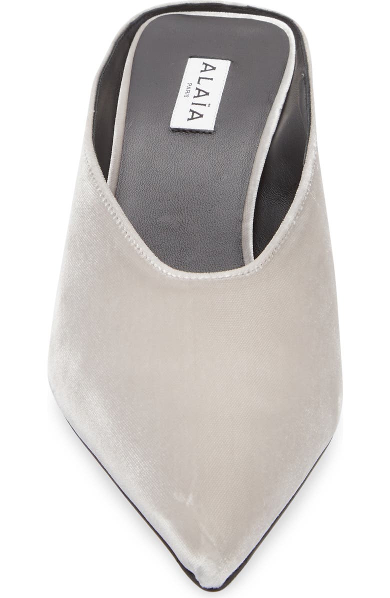 Alaïa Cube Pointed Toe Wedge Mule, Alternate, color, Argent