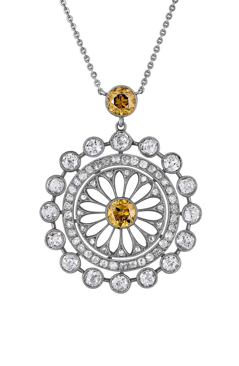 Mindi Mond Reconceived Edwardian Filigree Diamond Pendant Necklace, Main, color, White Gold/ Platinum/ Diamond