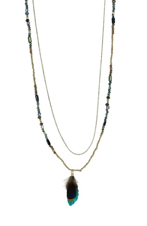 Hillaria Beaded Feather Pendant Necklace