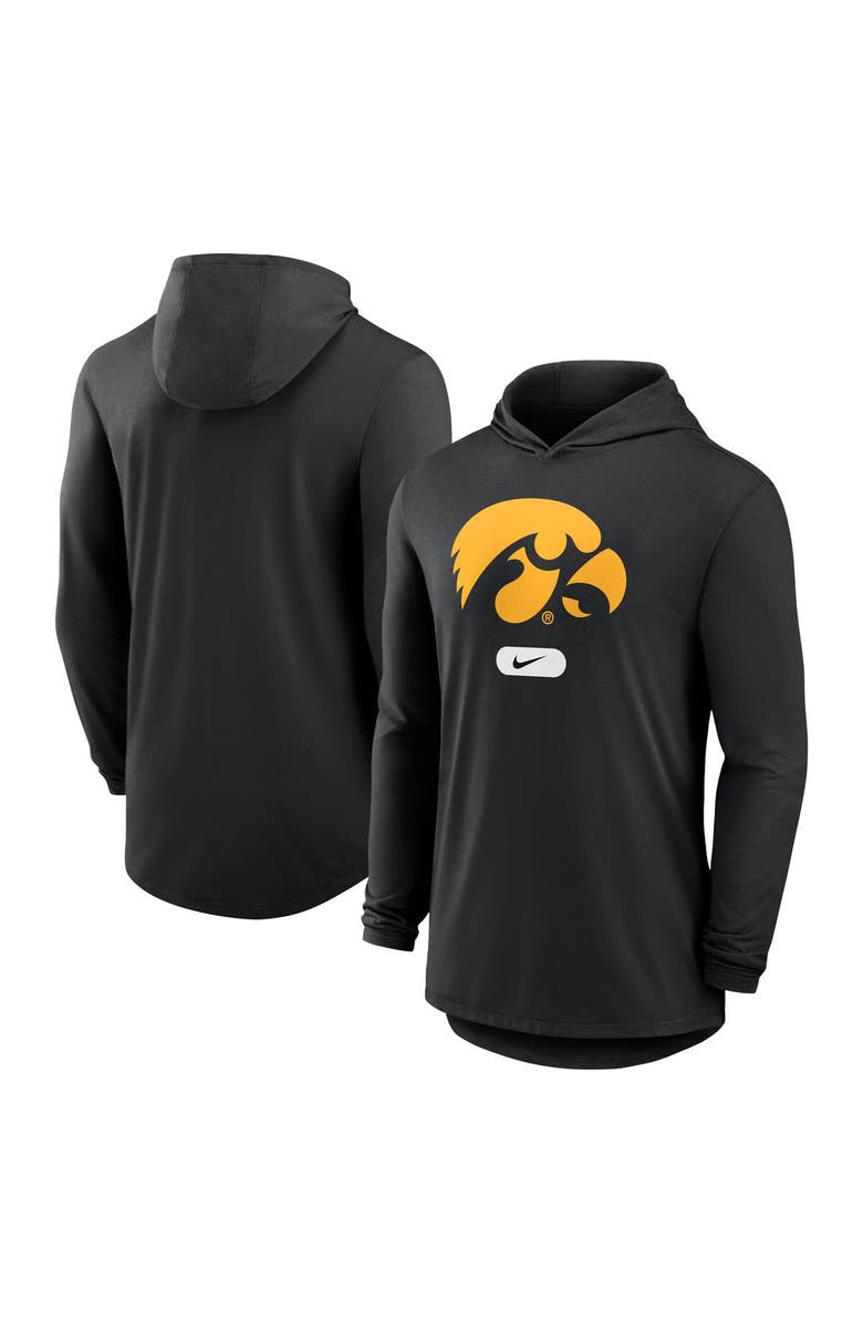 Nike Men's Nike Black Iowa Hawkeyes Lightweight Performance Long Sleeve Hoodie T-Shirt, Main, color, Black
