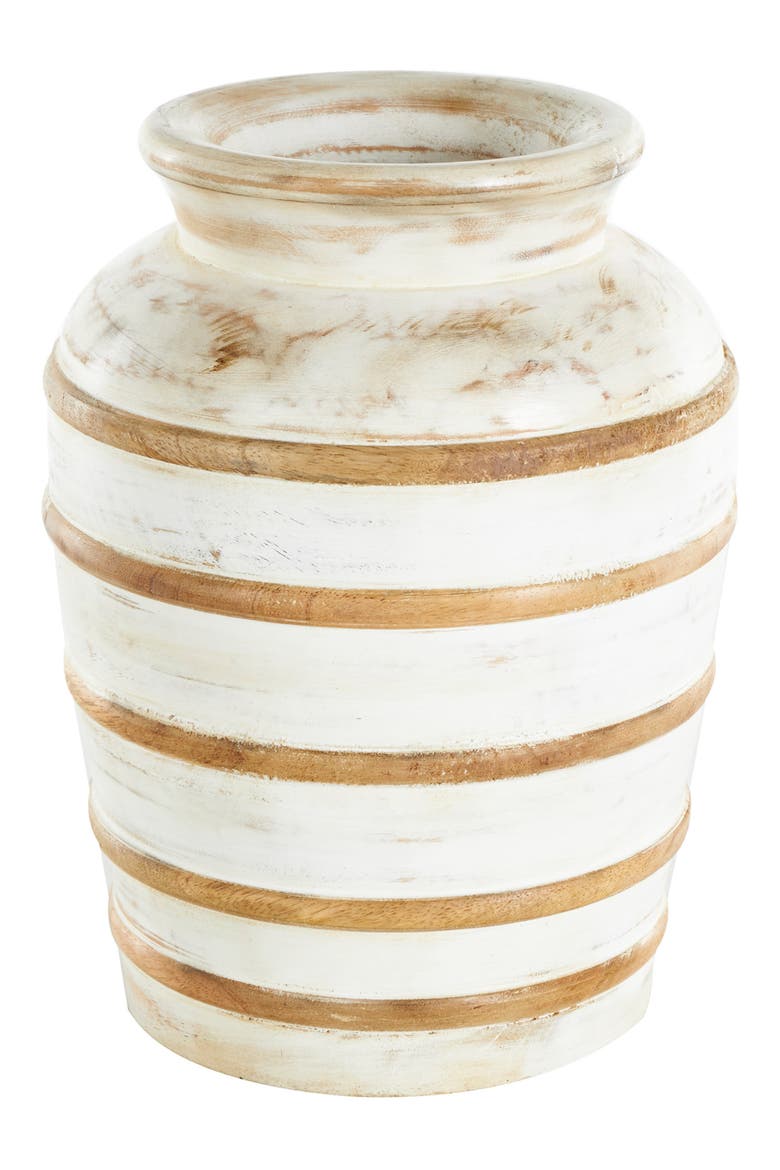 Mango Wood Vase, Main, color, IVORY/ BROWN