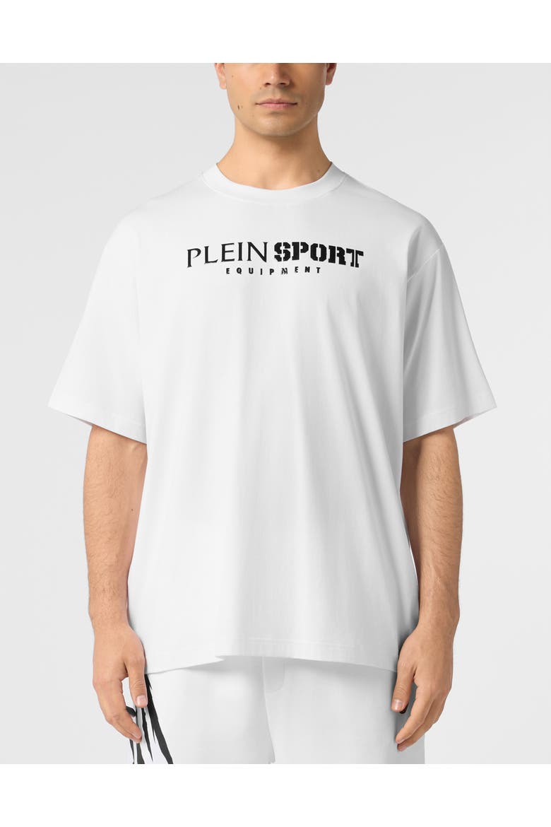 Round Neck T-Shirt Reflective Scratch Men, Main, color, white