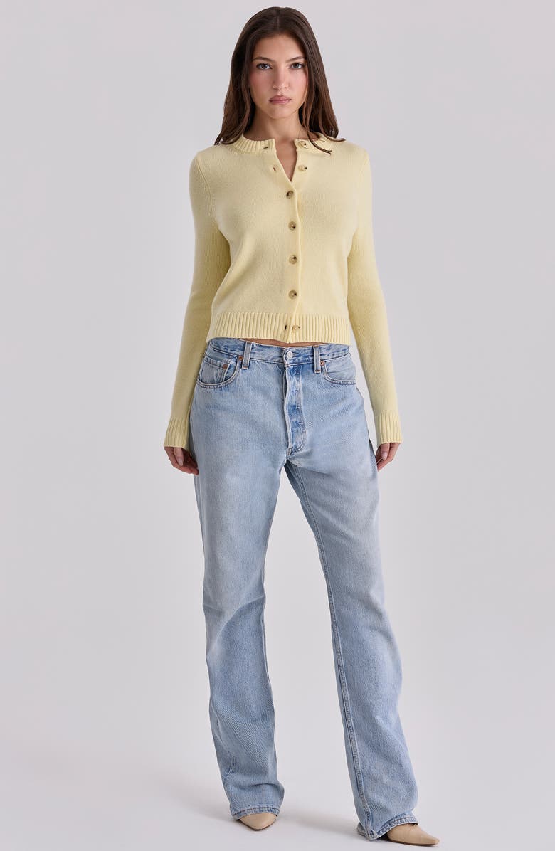 HOUSE OF CB Signature Lemon Merino Wool Blend Cardigan, Alternate, color, Lemon