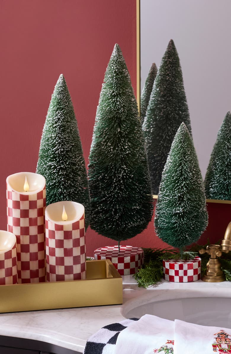 MACKENZIE CHILDS Check It Out Set of 3 Bottle Brush Trees, Alternate, color, Green