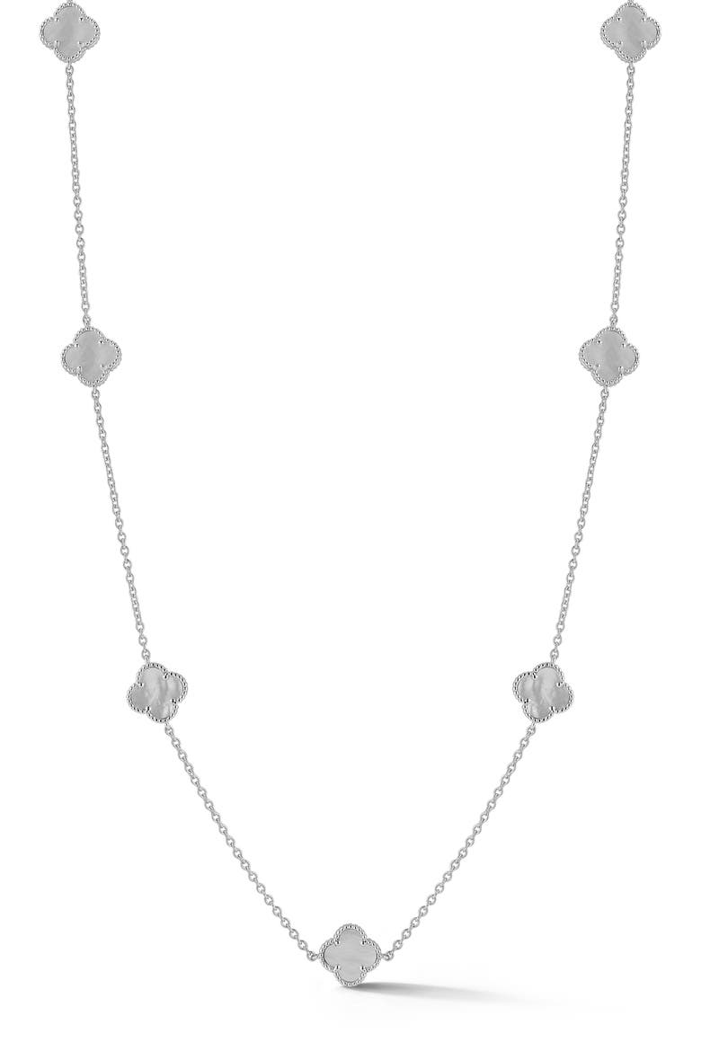 Mother-of-Pearl Station Necklace, Main, color, SILVER