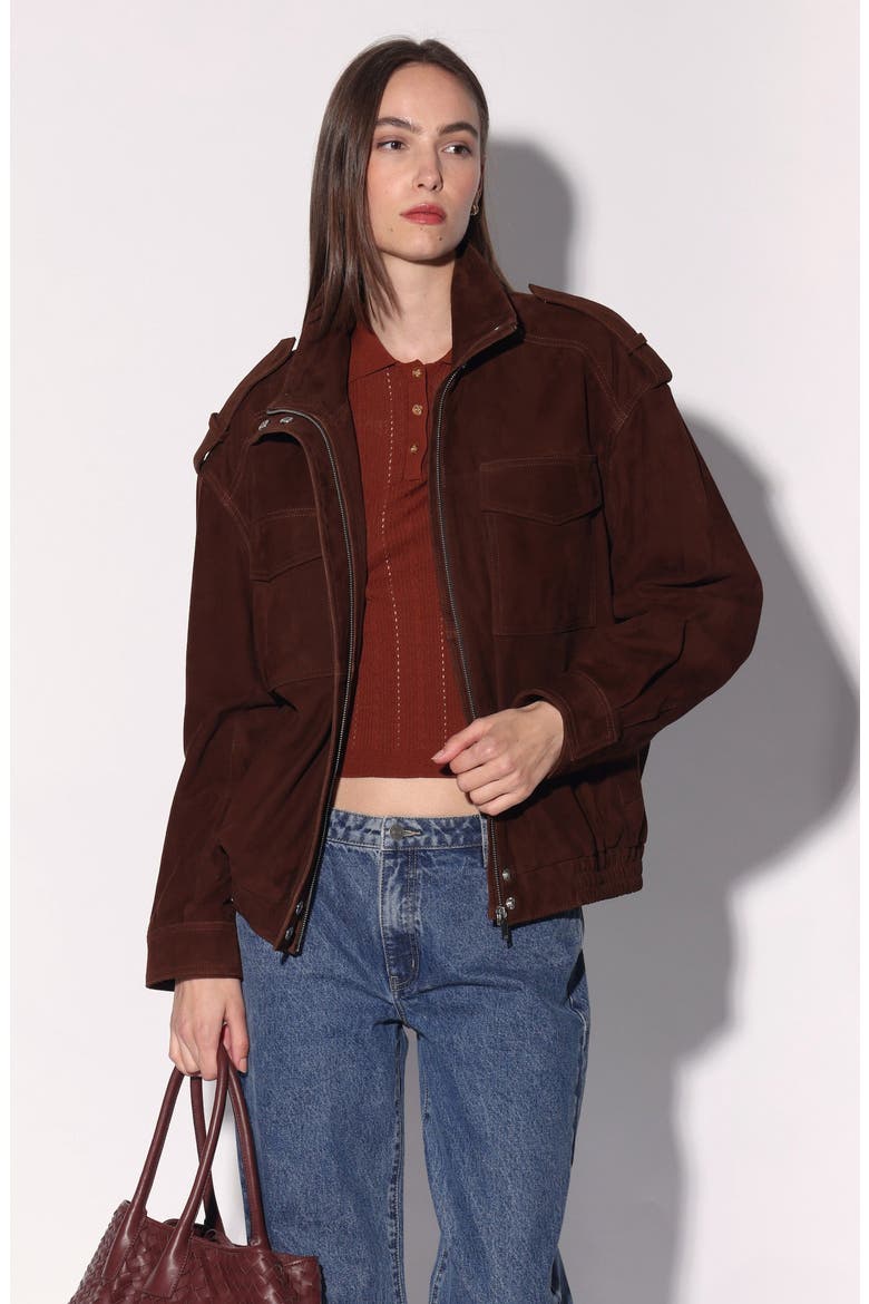 Astrid Jacket Suede Leather, Main, color, Brown