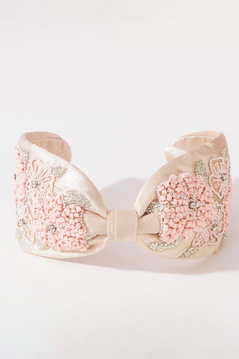 Peony Embellished Knotted Hair Band - Pink, Alternate, color, Pink
