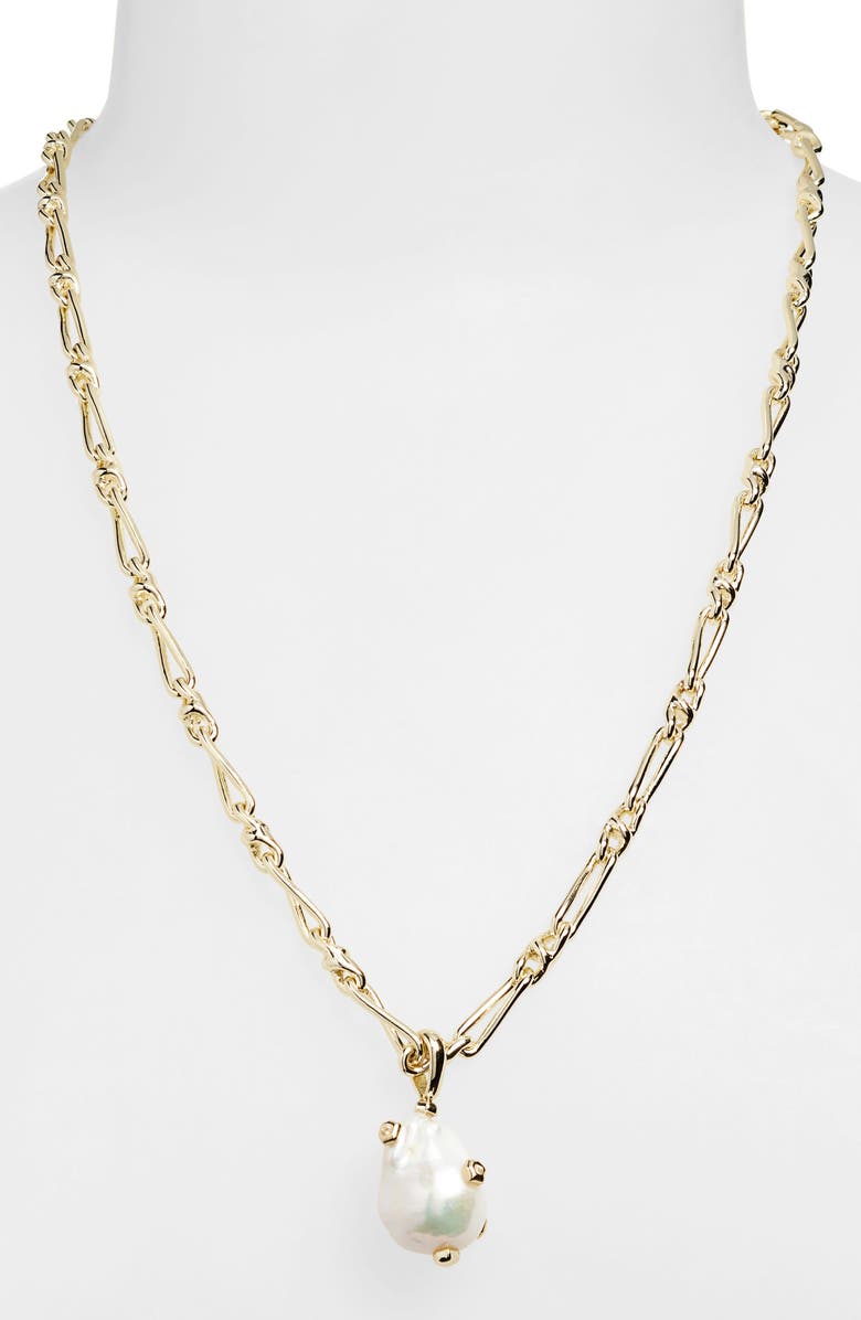 Kendra Scott Melody Freshwater Pearl Pendant Chain Necklace, Alternate, color, Gold White Pearl
