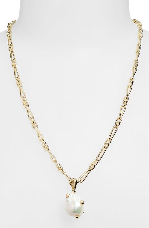 Kendra Scott Melody Freshwater Pearl Pendant Chain Necklace In Gold White Pearl