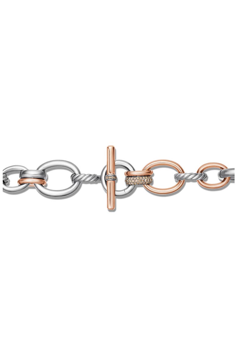 Mercer™ Mélange Pavé Diamond Necklace, Alternate, color, STERLING SILVER/ 18K ROSE GOLD
