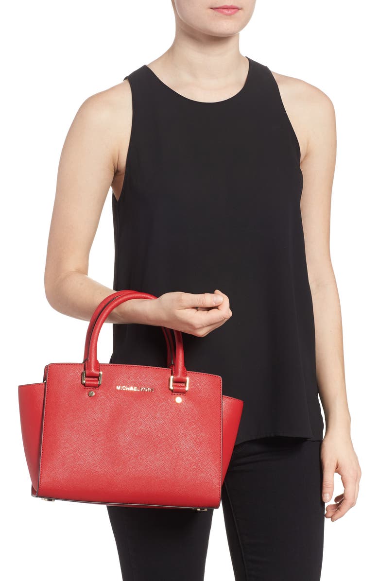 MICHAEL Michael Kors 'Selma Medium' Leather Satchel, Alternate, color,