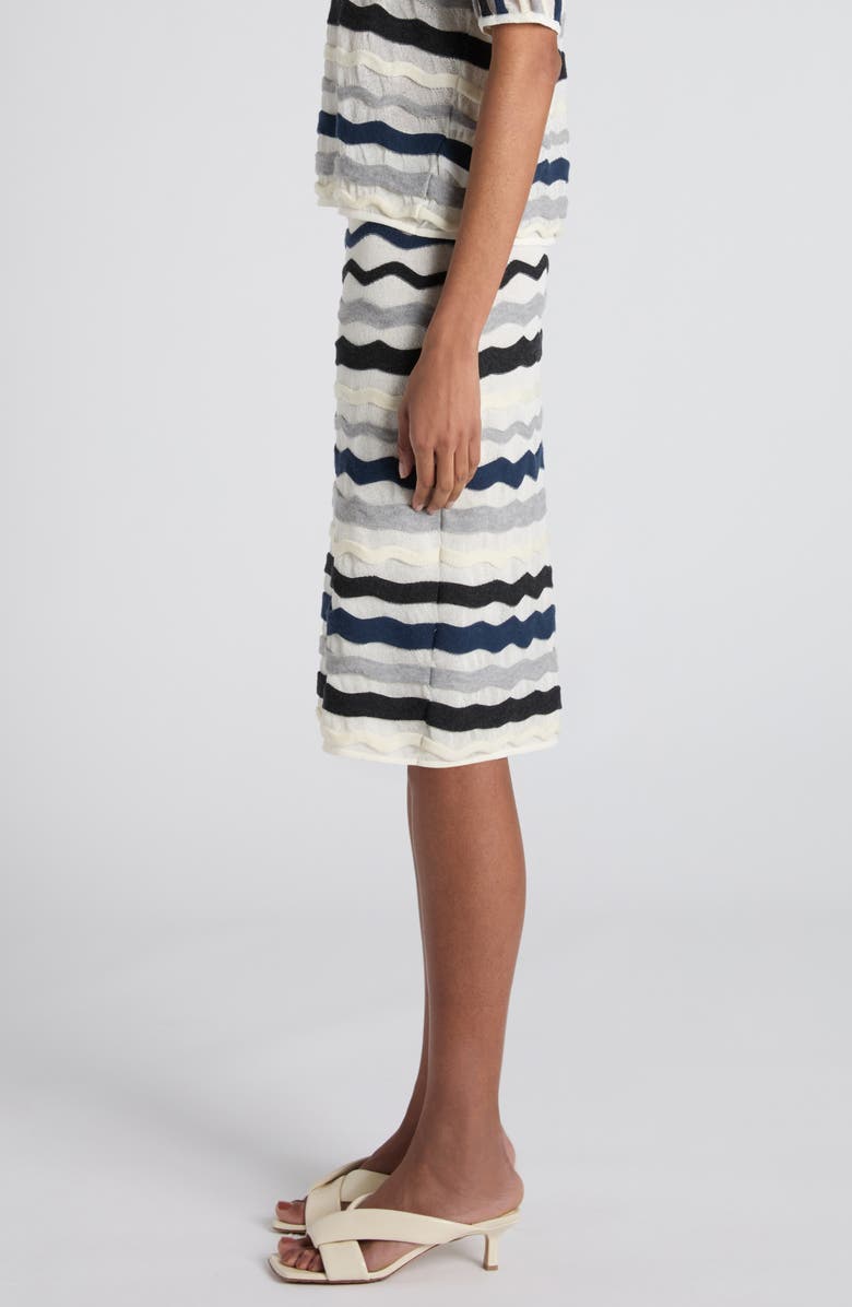 Bottega Veneta Layered Chevron Stripe Wool Blend Sweater Skirt, Alternate, color, 9121 Chalk Wave Grey