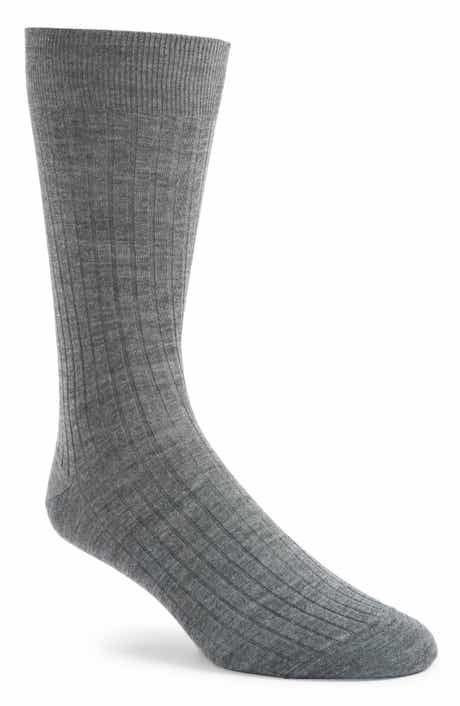 Canali Wool Blend Rib Dress Socks