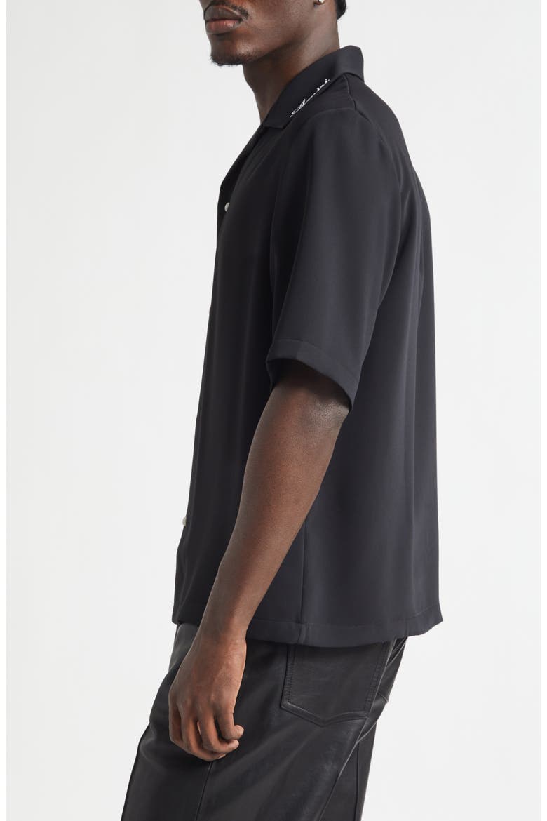 Logo Embroidered Camp Shirt, Alternate, color, BLACK
