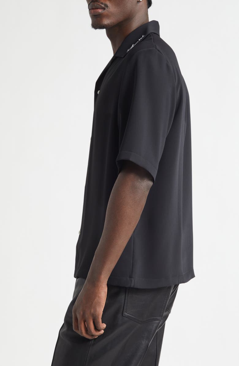 AMIRI Logo Embroidered Camp Shirt, Alternate, color, Black