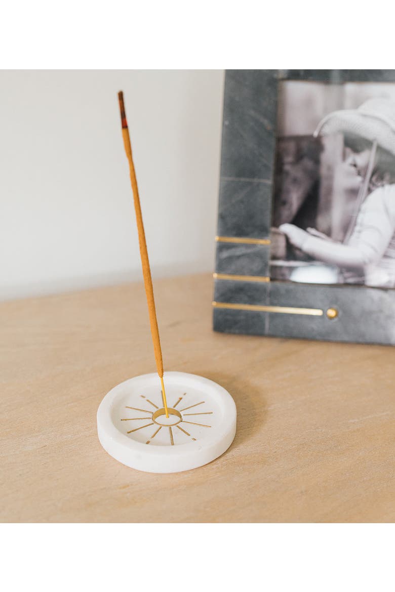 Indukala Round Moon Incense Holder, Alternate, color, White
