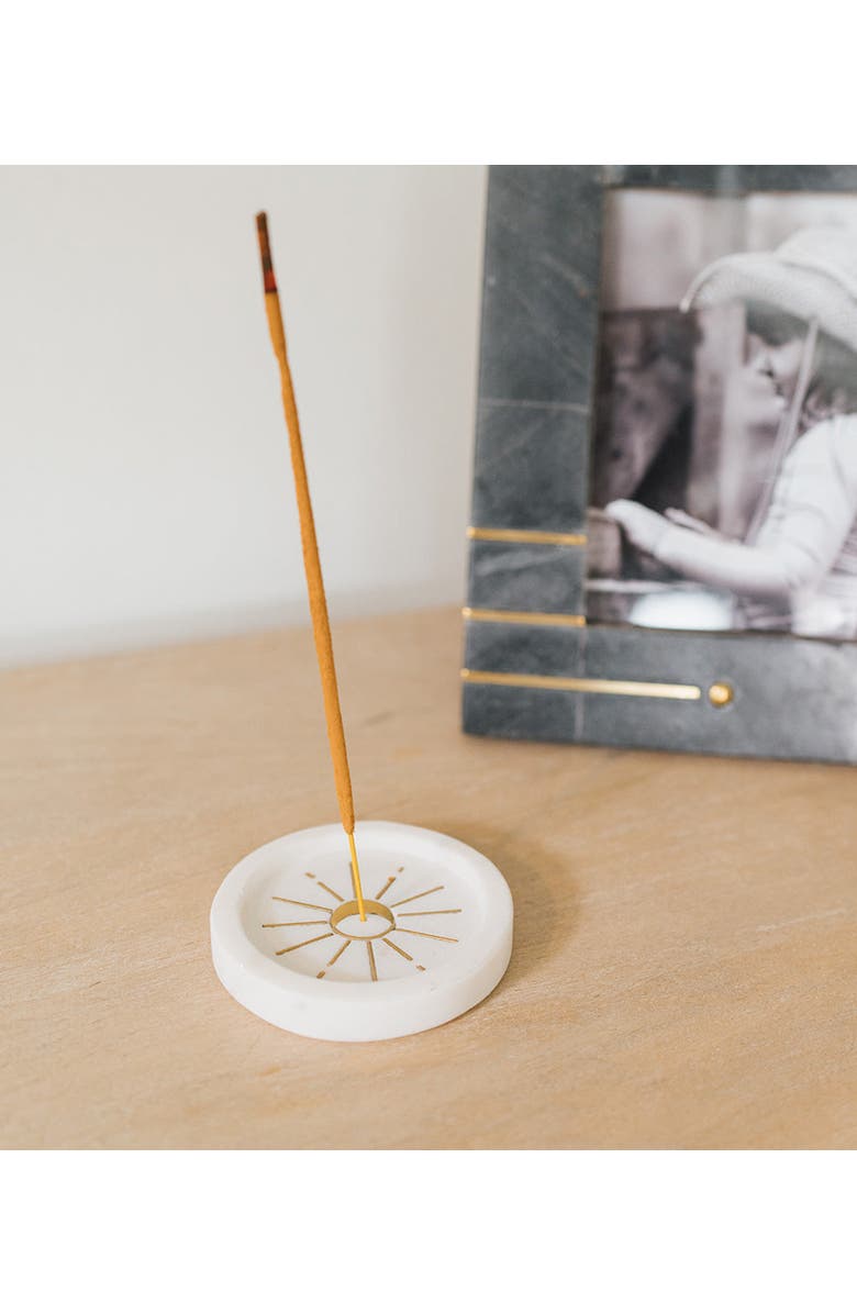 Matr Boomie Indukala Round Moon Incense Holder, Alternate, color, White