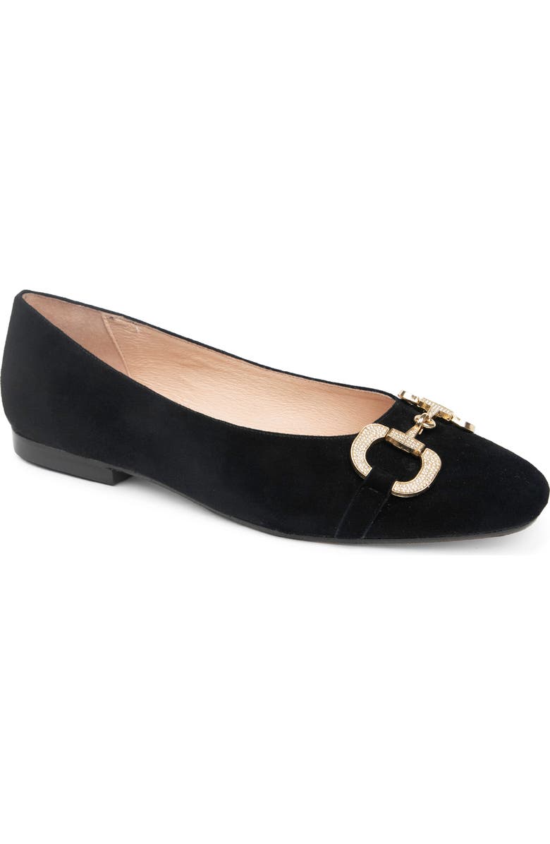 patricia green Cannes Crystal Horsebit Flat, Main, color, Black Suede