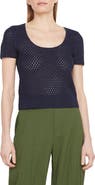 Vince Open Stitch Short Sleeve Cotton Sweater