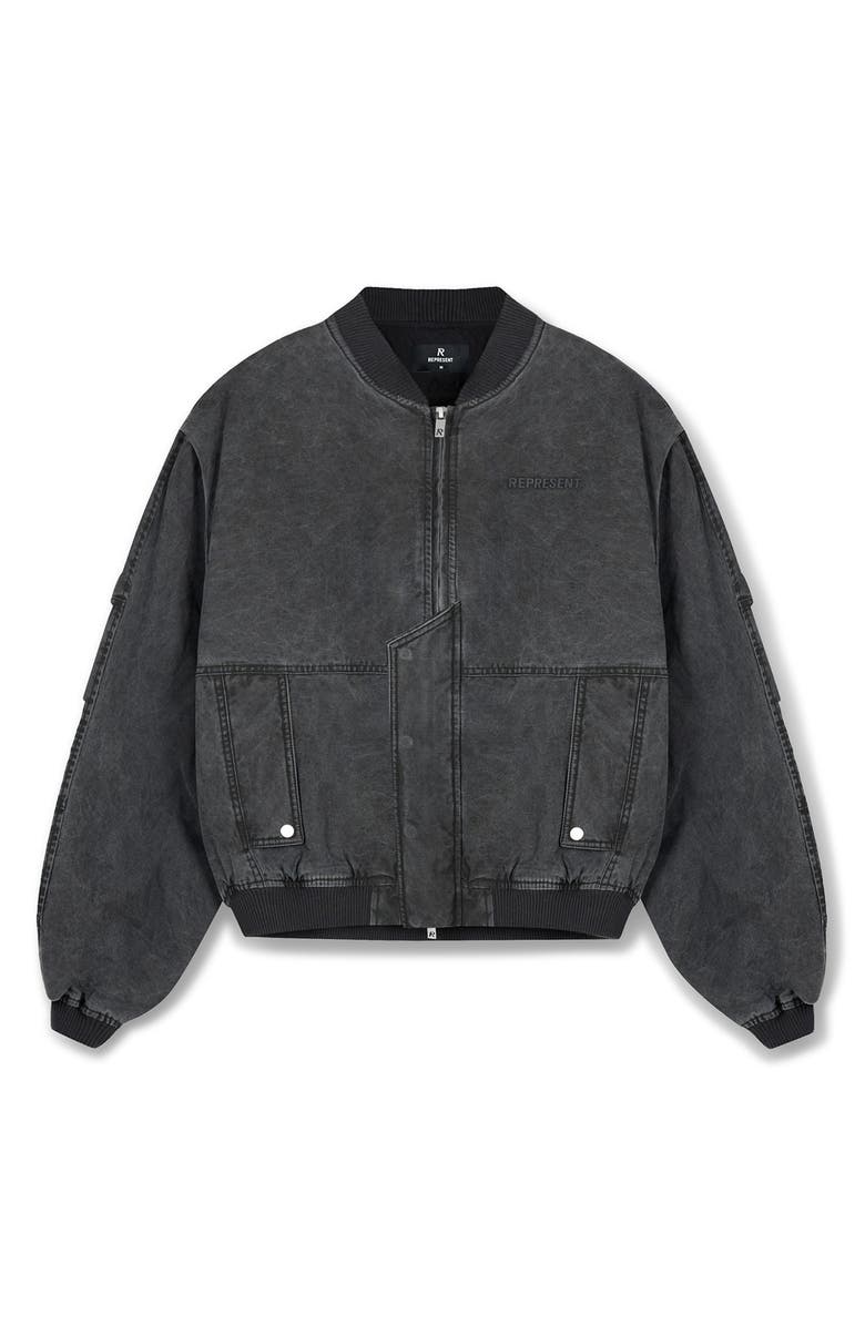 Represent Inset Sleeve Bomber, Alternate, color, Stained Black