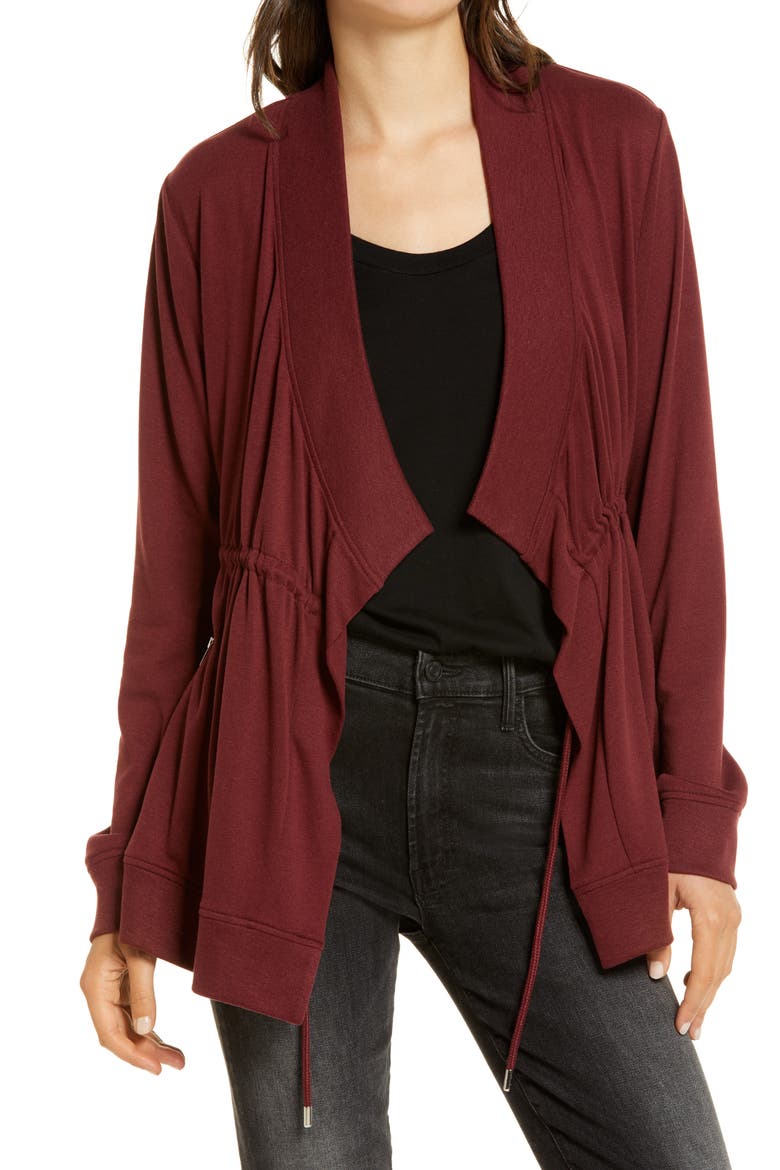 Gina Drape Jacket, Main, color, OXBLOOD RED