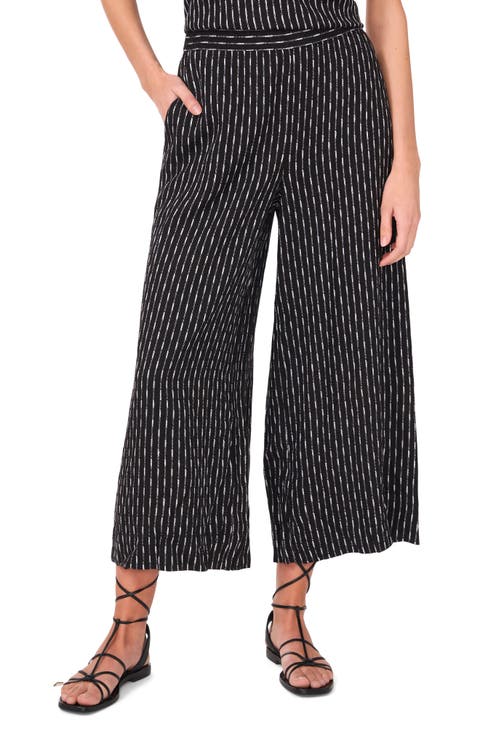 Textured Stripe Crop Wide Leg Pants