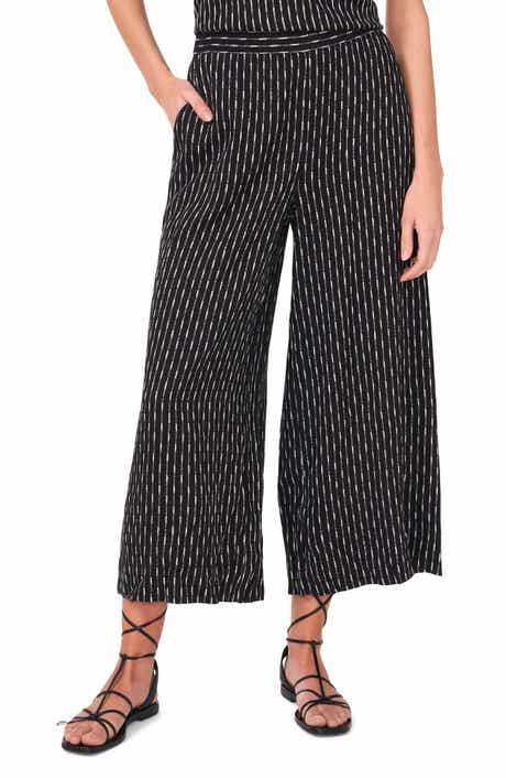 Vince Camuto Textured Stripe Crop Wide Leg Pants