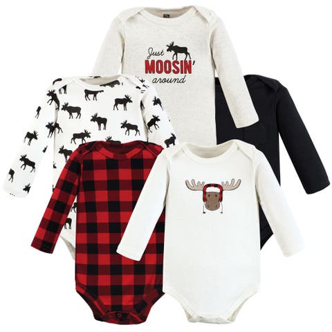 Five-Piece Collection of Long-Sleeve Cotton Bodysuits