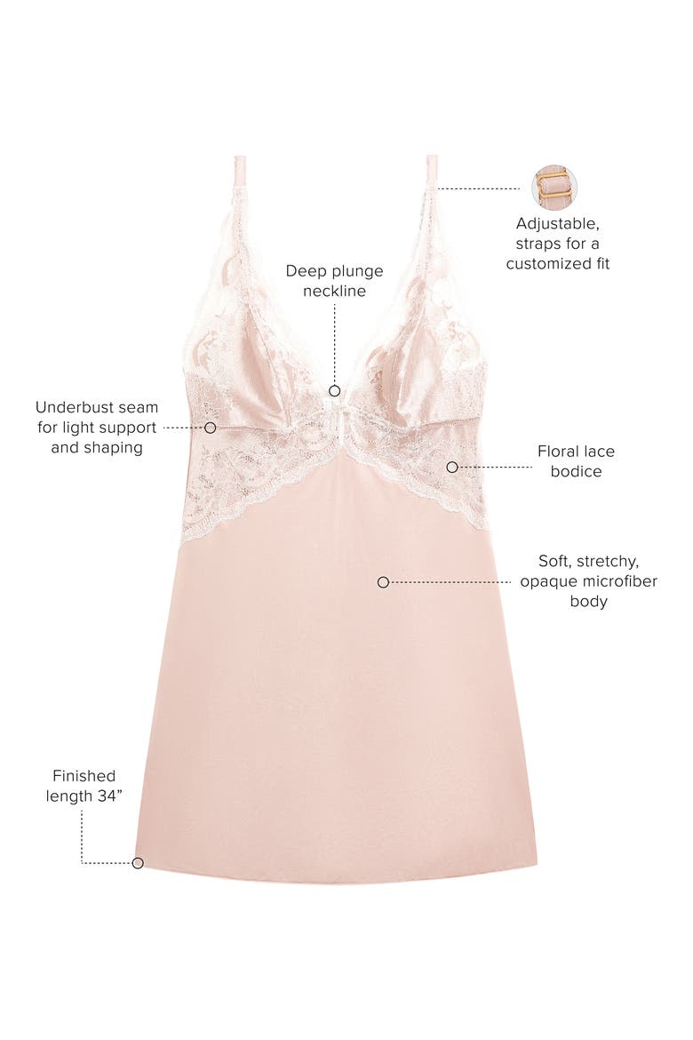 Modern Affair Lace Trim Chemise, Alternate, color, ROSE DUST/ ANGEL WING