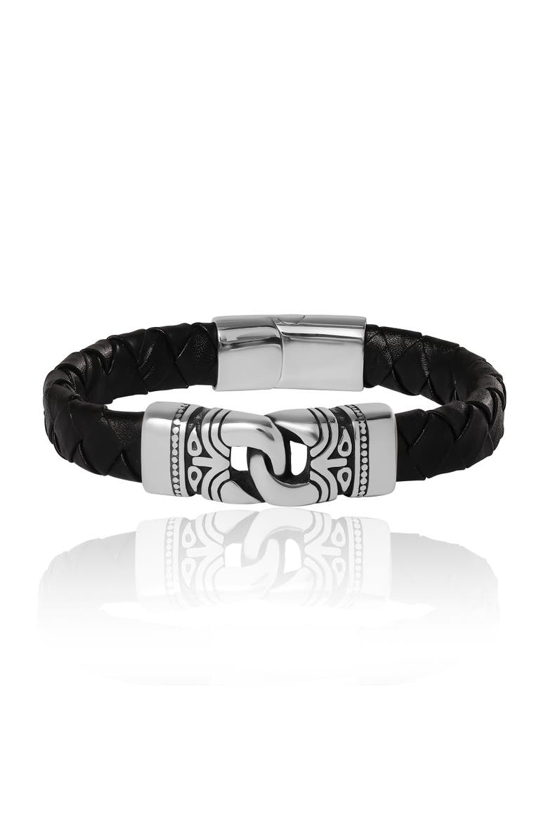 Black Woven Bracelet, Main, color, Silver