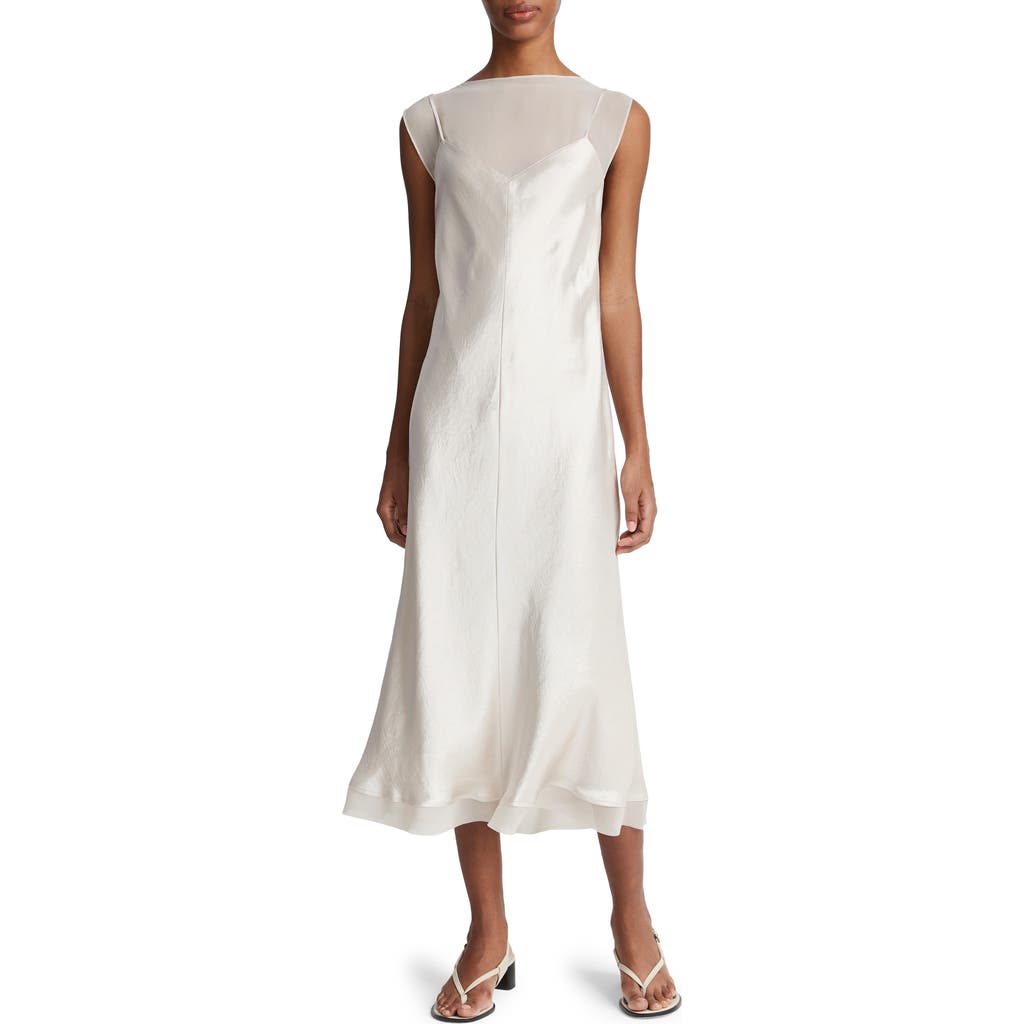 Vince Chiffon Layered Slip Dress In Champagne