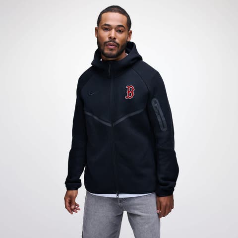 Men's Nike Black Boston Red Sox Tech Fleece Raglan Full-Zip Windrunner Hoodie