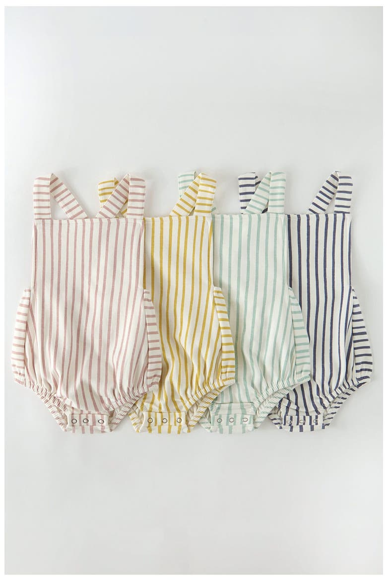 Crisscross Organic Cotton Bodysuit, Alternate, color, STRIPES AWAY INK BLUE