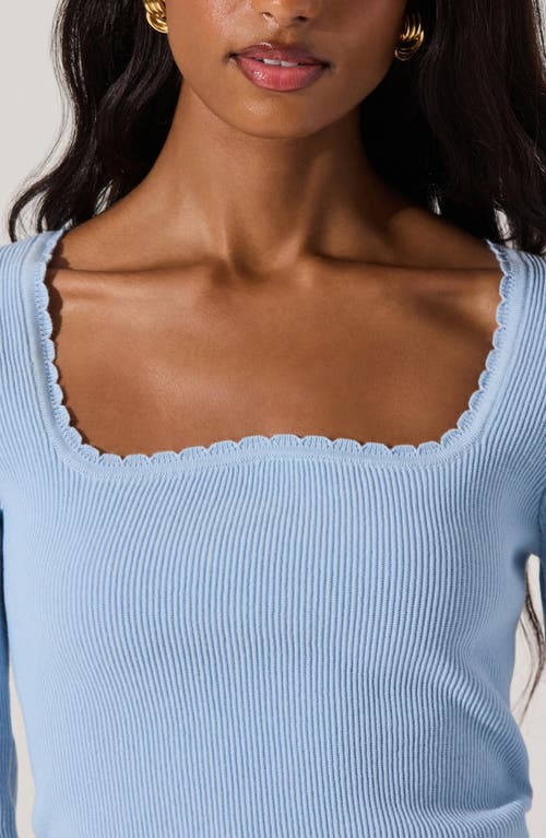 Astr The Label Scallop Trim Rib Top In Blue