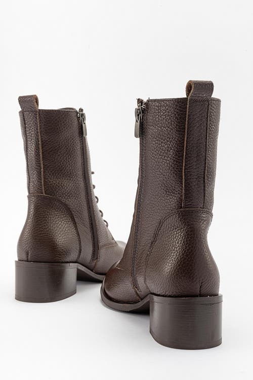 Forever & Always Shoes Lana Leather Block Heel Boot In Brown