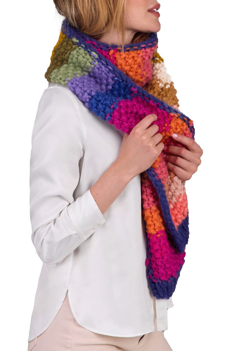 SAACHI Mayflower Rainbow Knit Scarf, Alternate, color, Multi