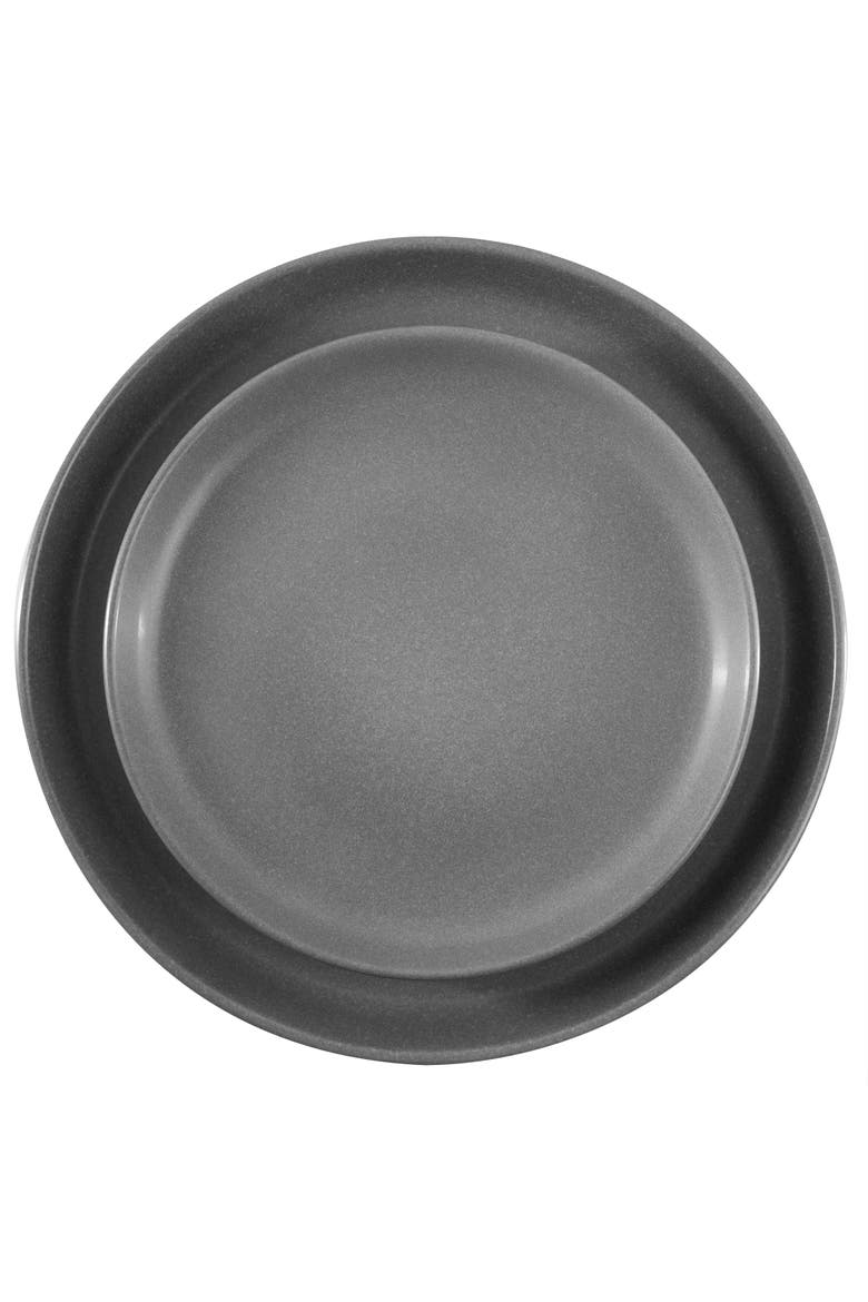 Bryant Park 12 Piece Reactive Stoneware Dinnerware Set, Alternate, color, Grey