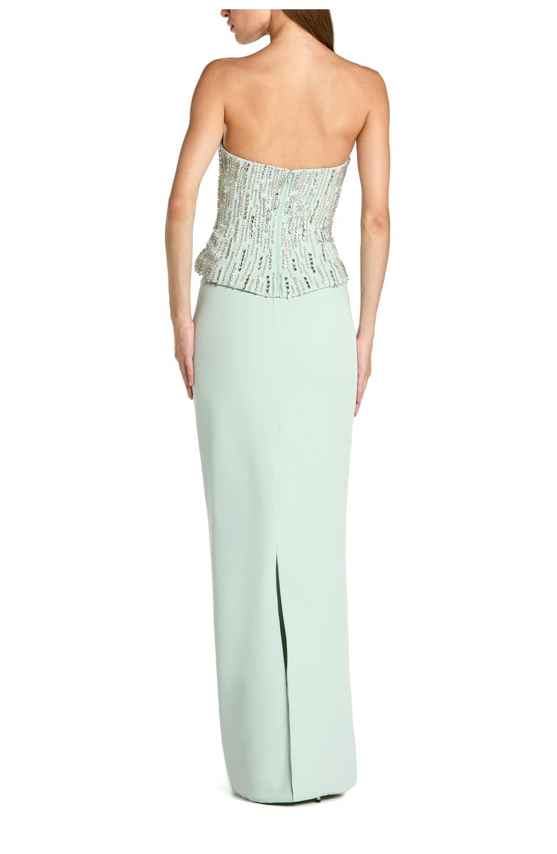 Mac Duggal Crepe Embellished Corset Strapless Column Gown, Alternate, color, Mint