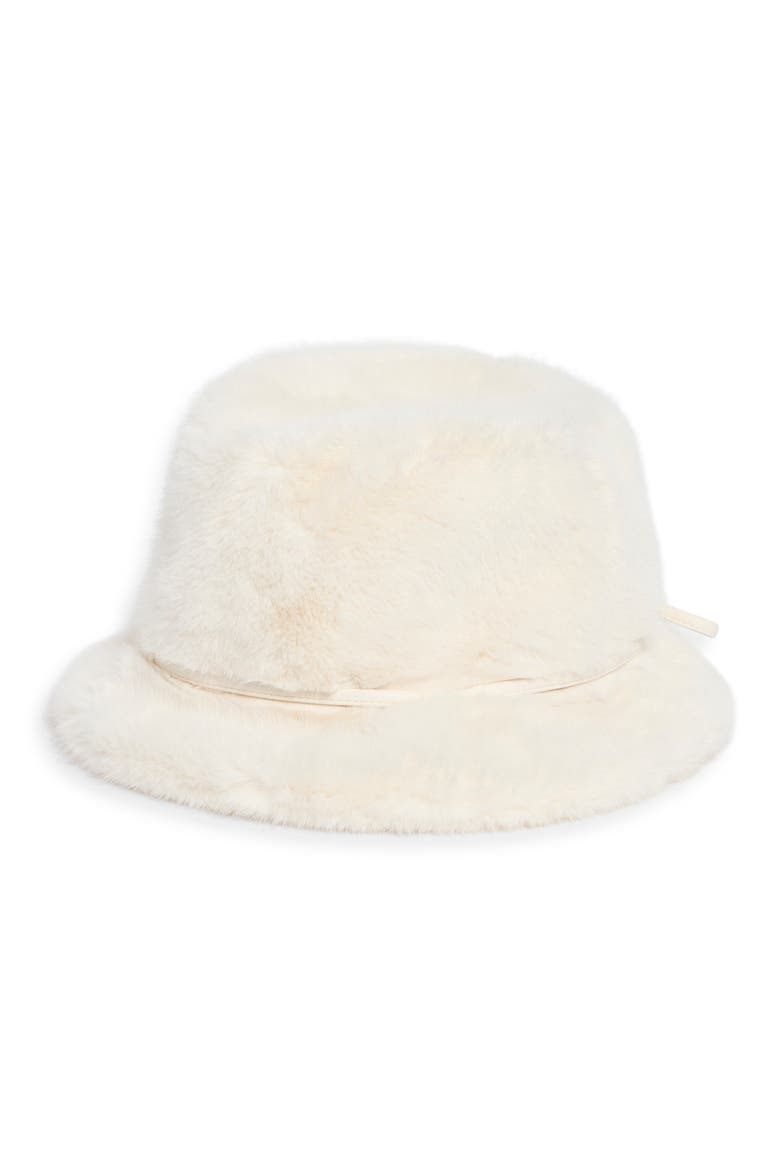 Faux Fur Bucket Hat, Alternate, color, BEIGE