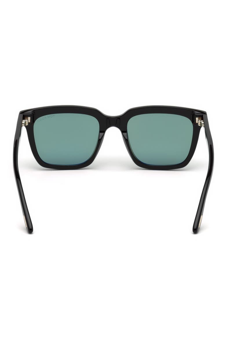 56mm Round Sunglasses, Alternate, color, SHINY BLACK / GREEN