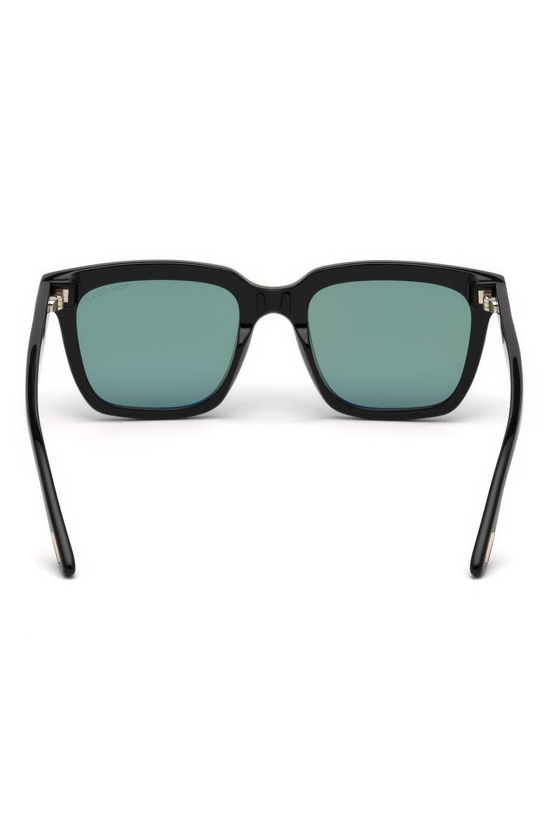 TOM FORD 56mm Round Sunglasses, Alternate, color, Shiny Black / Green