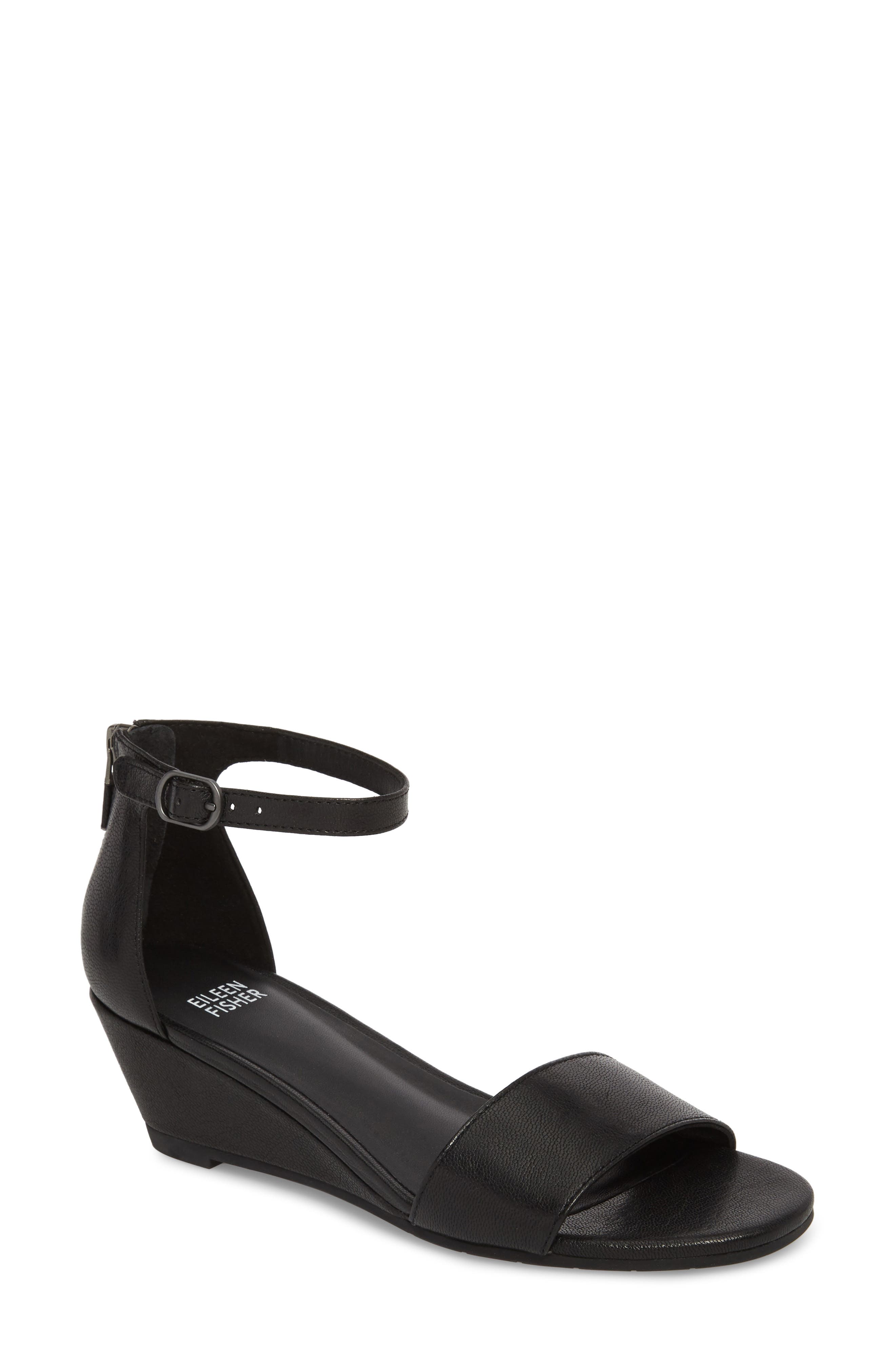 Eileen Fisher Mara Ankle Strap Wedge Sandal, Main, color, 