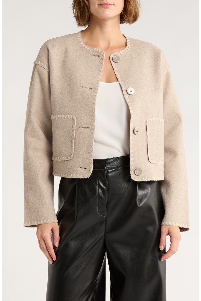 Contrast Stitch Jacket, Main, color, OATMEAL