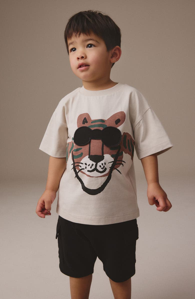 NEXT Kids' Tiger Cotton Graphic T-Shirt & Cargo Shorts Set, Alternate, color, 