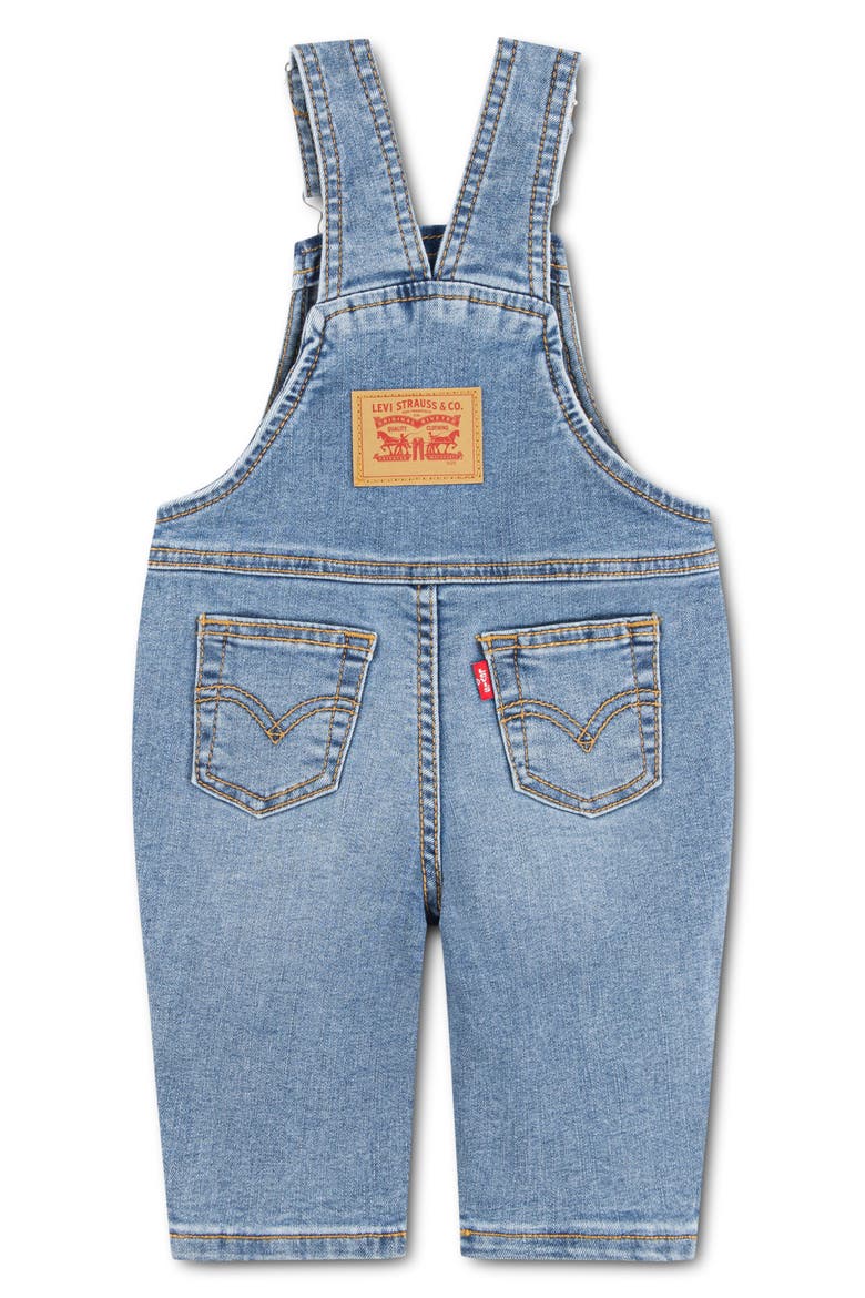 Teddy Bear Appliqué Denim Overalls, Alternate, color, INDIGO CHAMPION