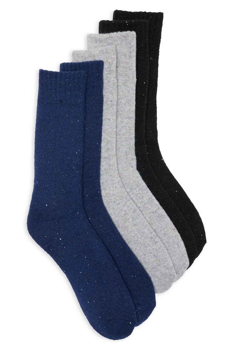 Cozy Fleck Crew Socks, Main, color, NAVY GREY FLECK MULTI