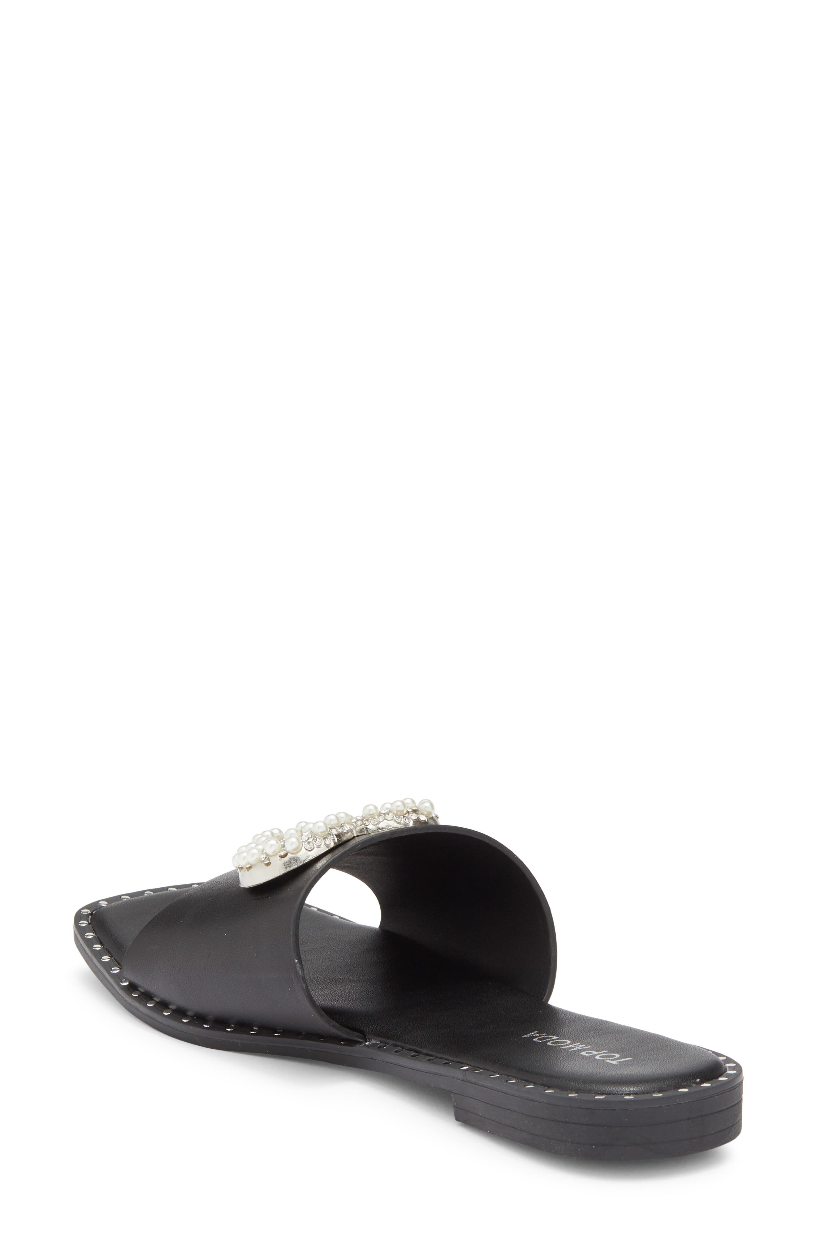 TOP MODA Esme Heart Slide Sandal, Alternate, color, Black Pu