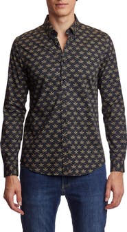 PAISLEY & GRAY Brian Beetle Print Stretch Cotton Dress Shirt